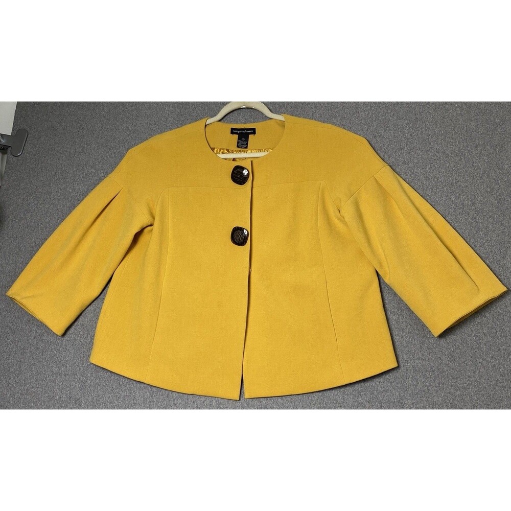 Margaret Frances Women Elegant Jacket/coat Size 10 Mustard 3/4 Sleeves Lined